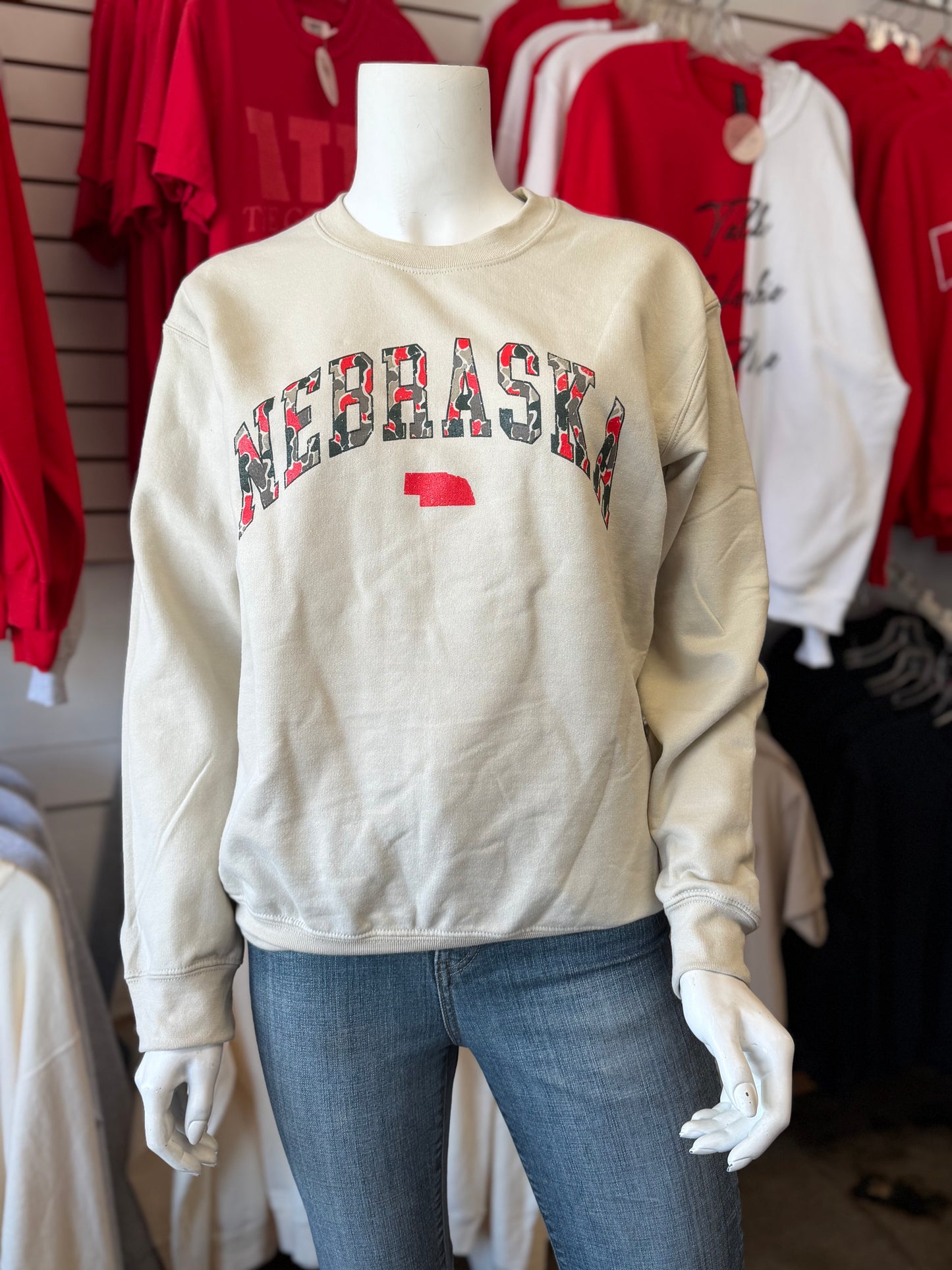 Nebraska Camo Gildan Crewneck