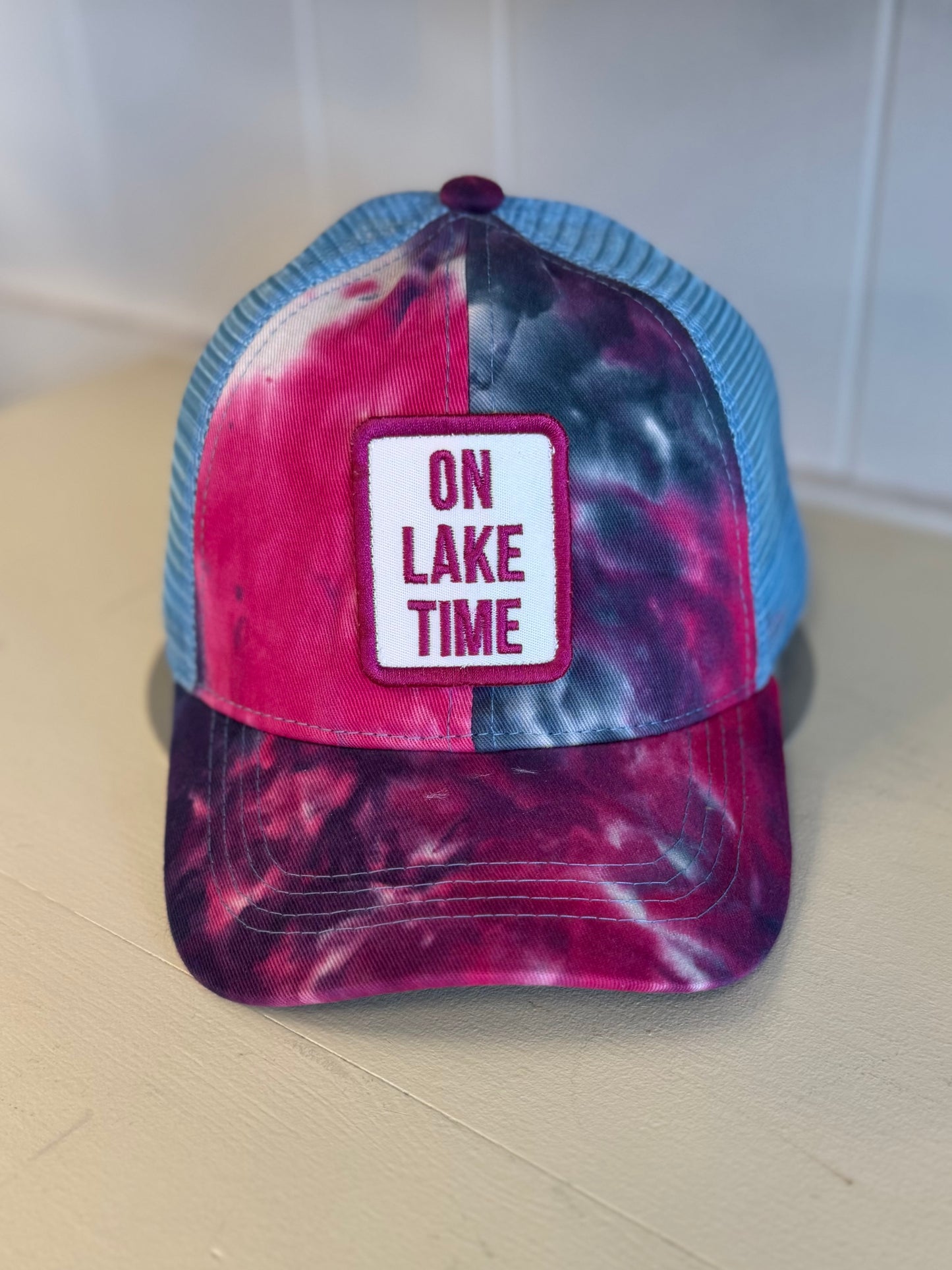 On Lake Time - Blue Tie Dye C.C. Ponytail Hat