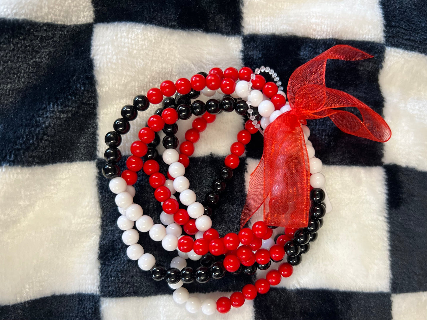 Red, White and Black Game Day Bracelets