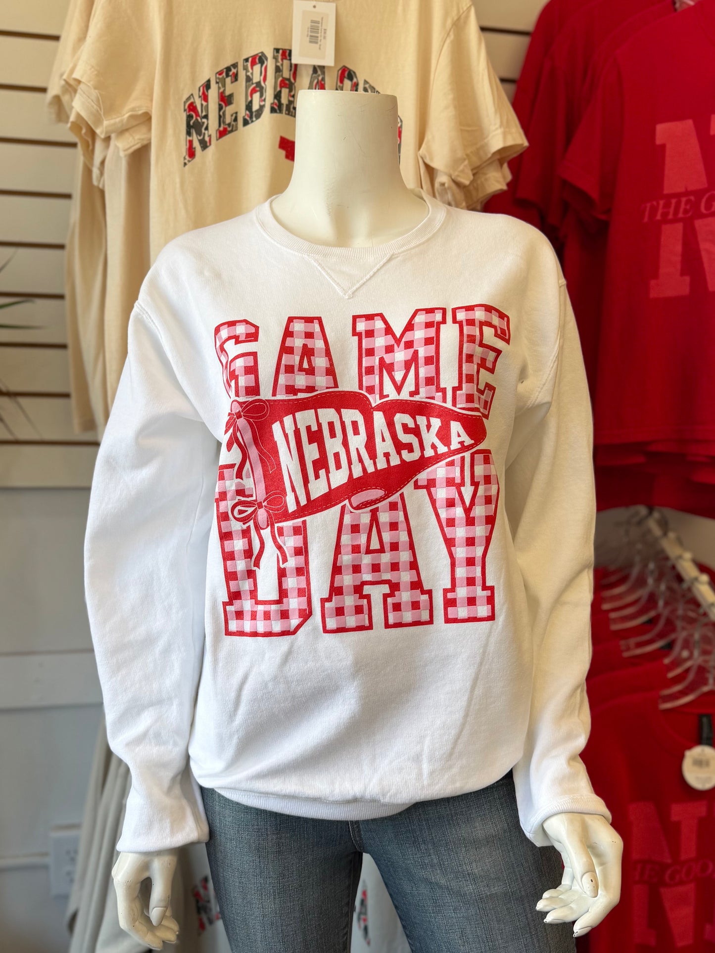 Gingham Game Day NE Crewneck