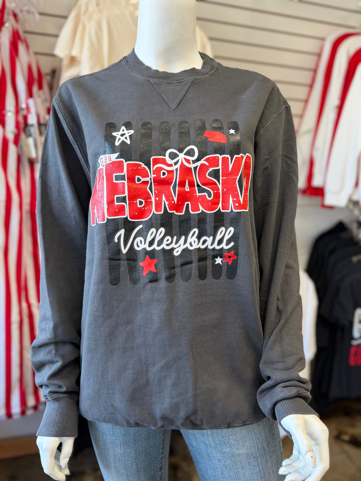 Cute NE Volleyball Port & Co. Crewneck