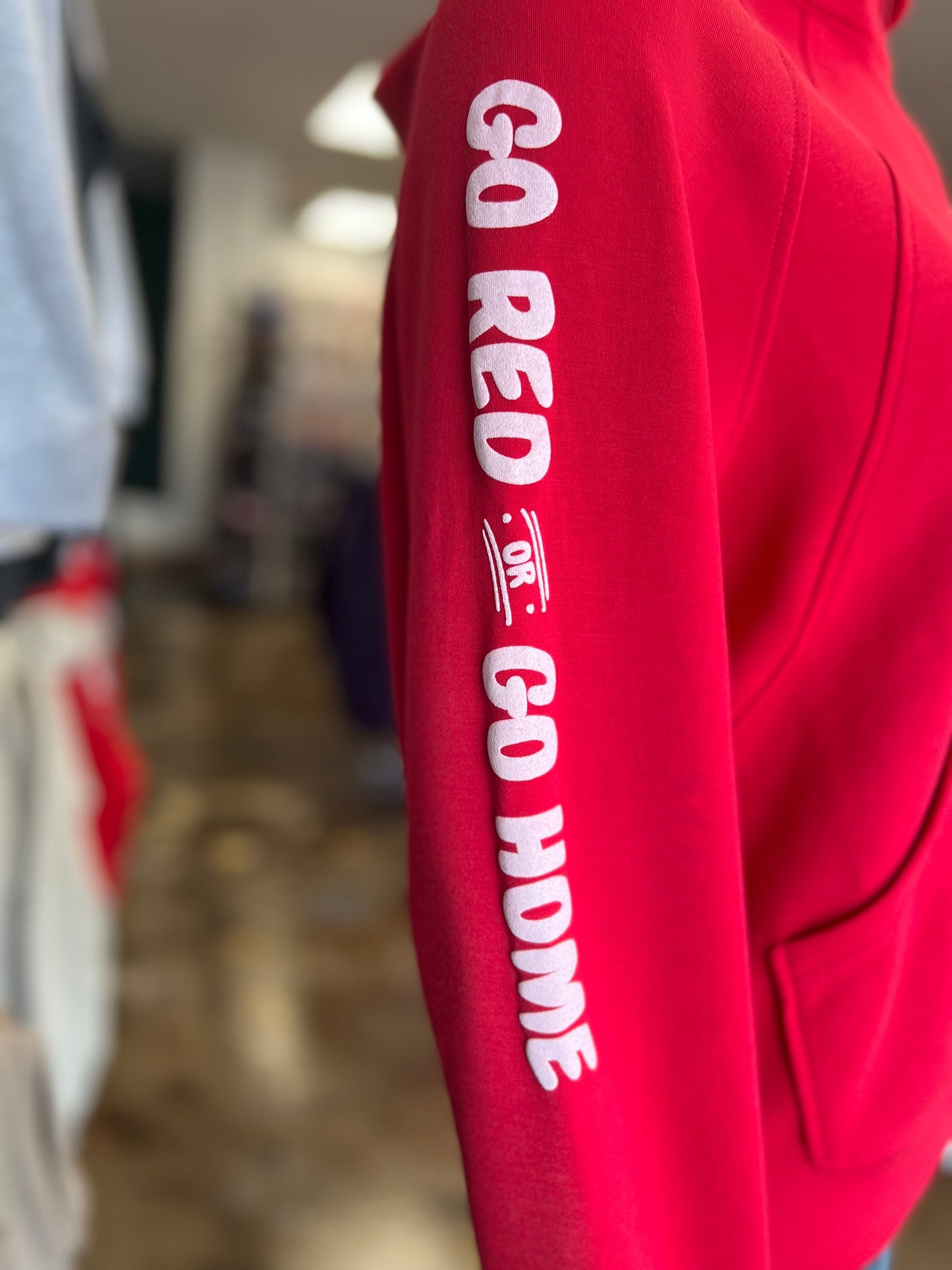 Go Red Or Go Home Crop Hoodie With Thumb Holes