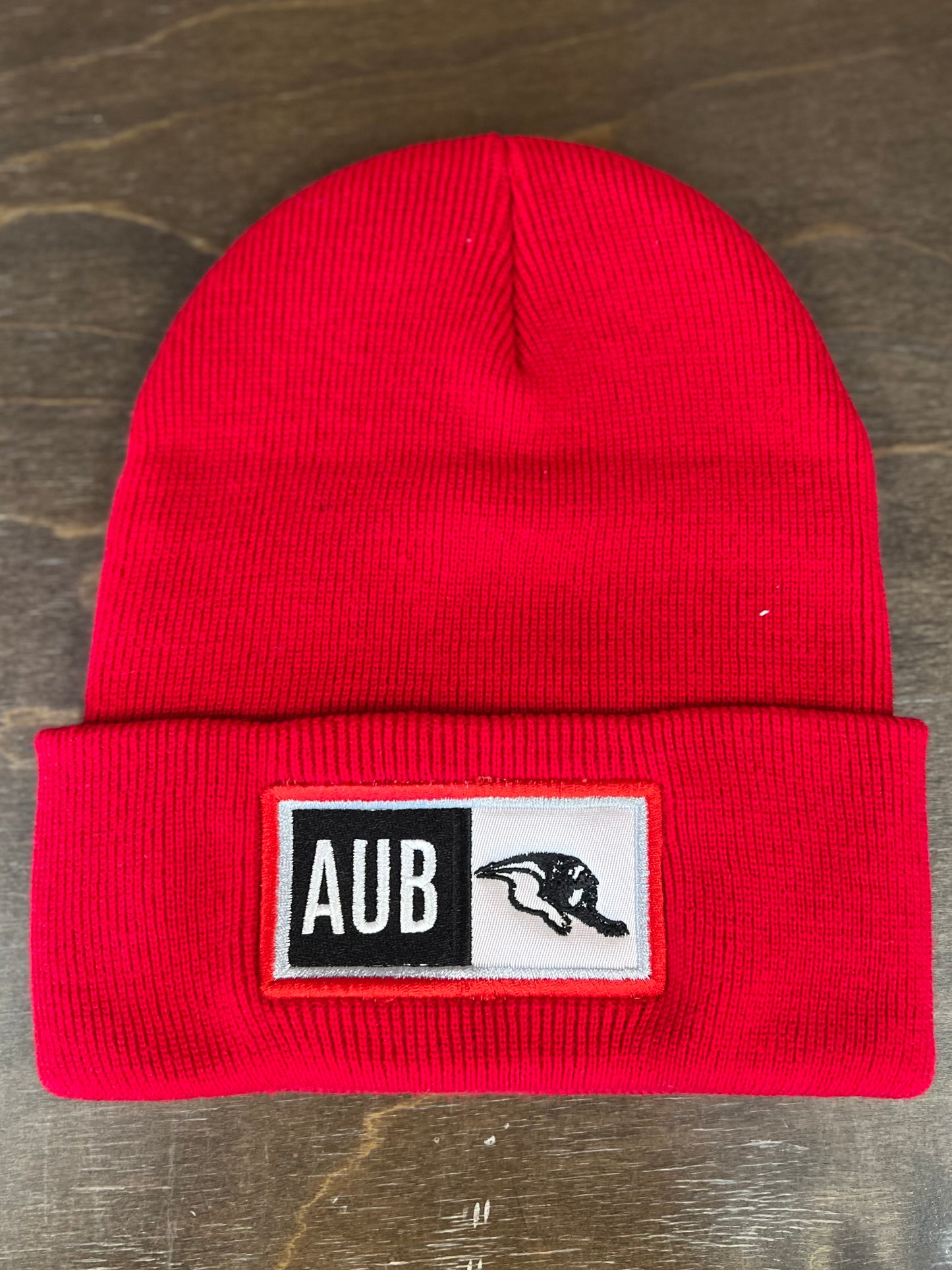 Auburn Block Patch Red Beanie