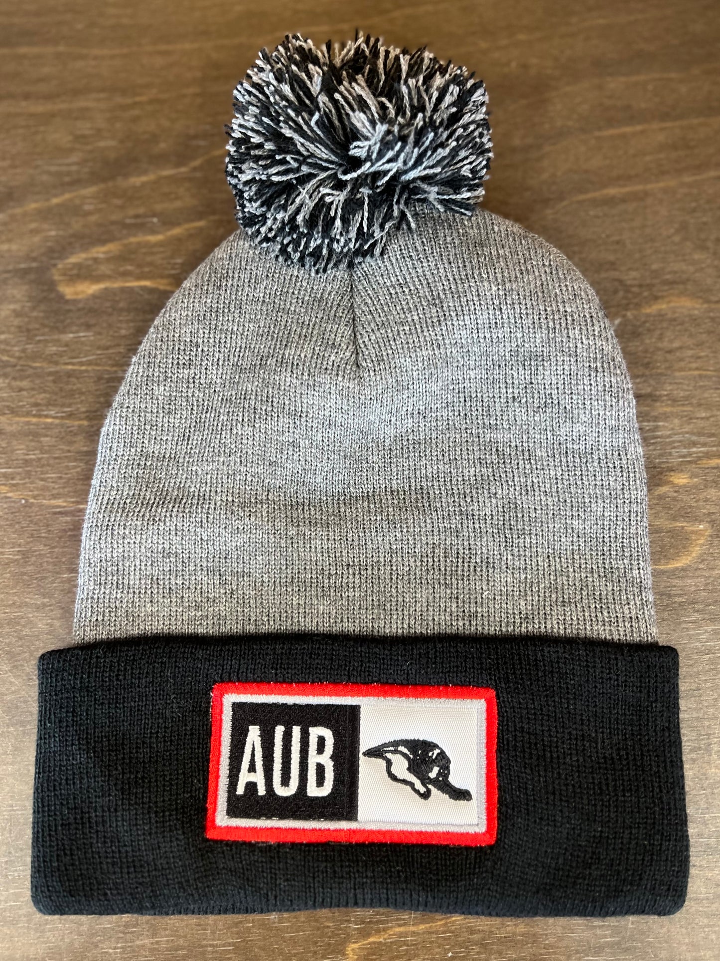 Auburn Block Patch Beanie With Pom