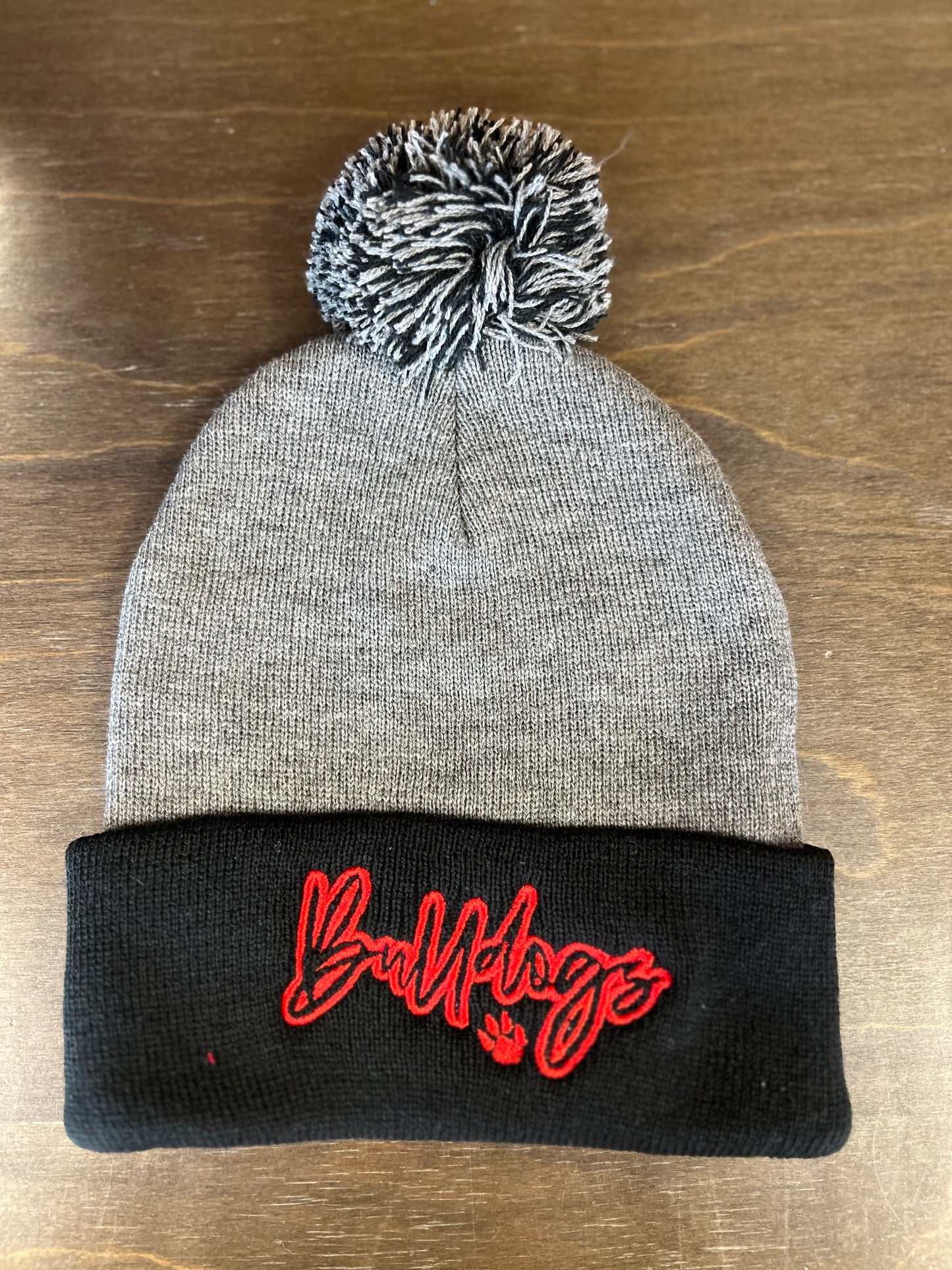 Bulldogs Script Outline Beanie With Pom