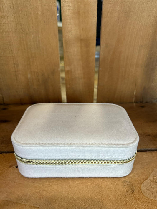 Large Travel Jewelry Case - Cream