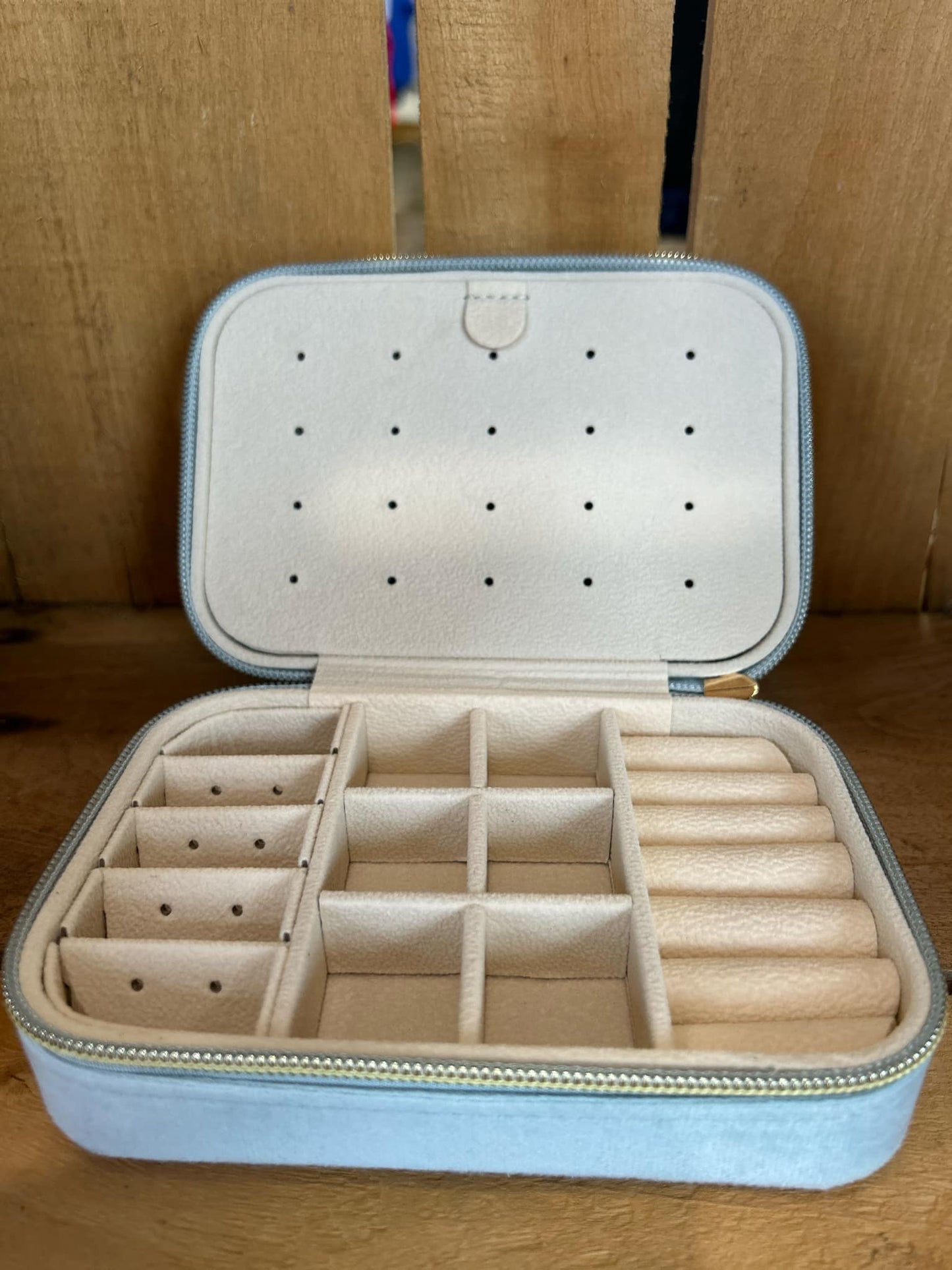 Large Travel Jewelry Case - Light Blue