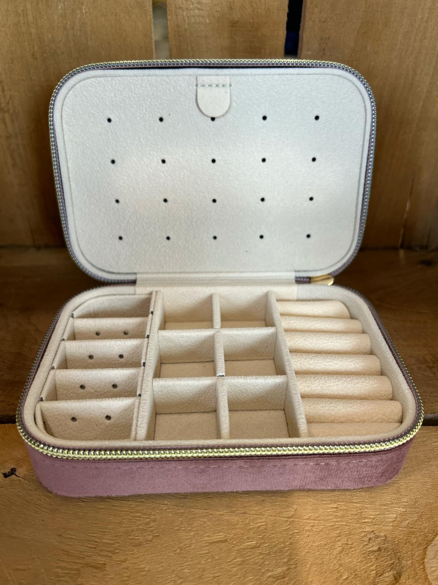 Large Travel Jewelry Case - Pink Velvet