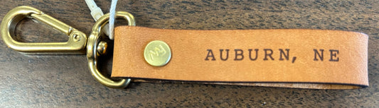 Auburn Leather Rectangle Keychain