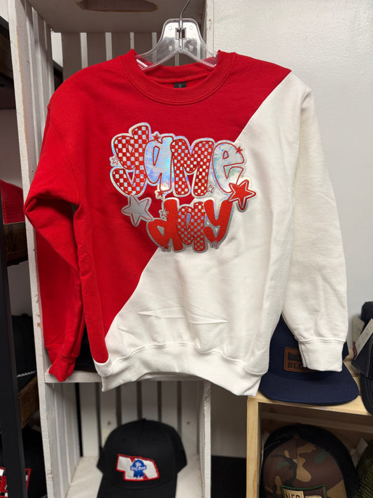 Game Day Split Color Crewneck - Youth Medium