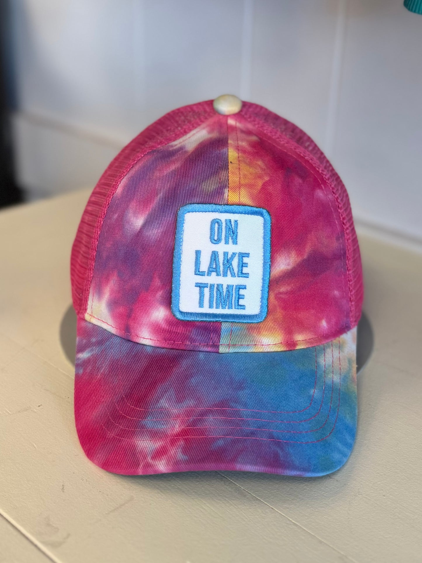 On Lake Time - Pink Tie Dye C.C. Ponytail Hat