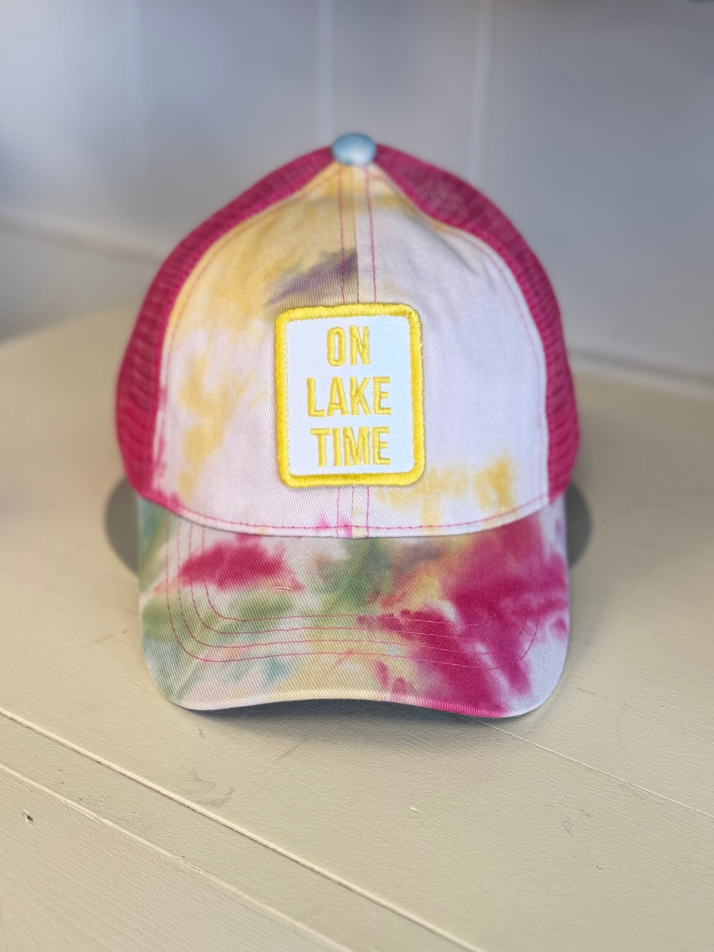 On Lake Time - Pink Tie Dye C.C. Ponytail Hat