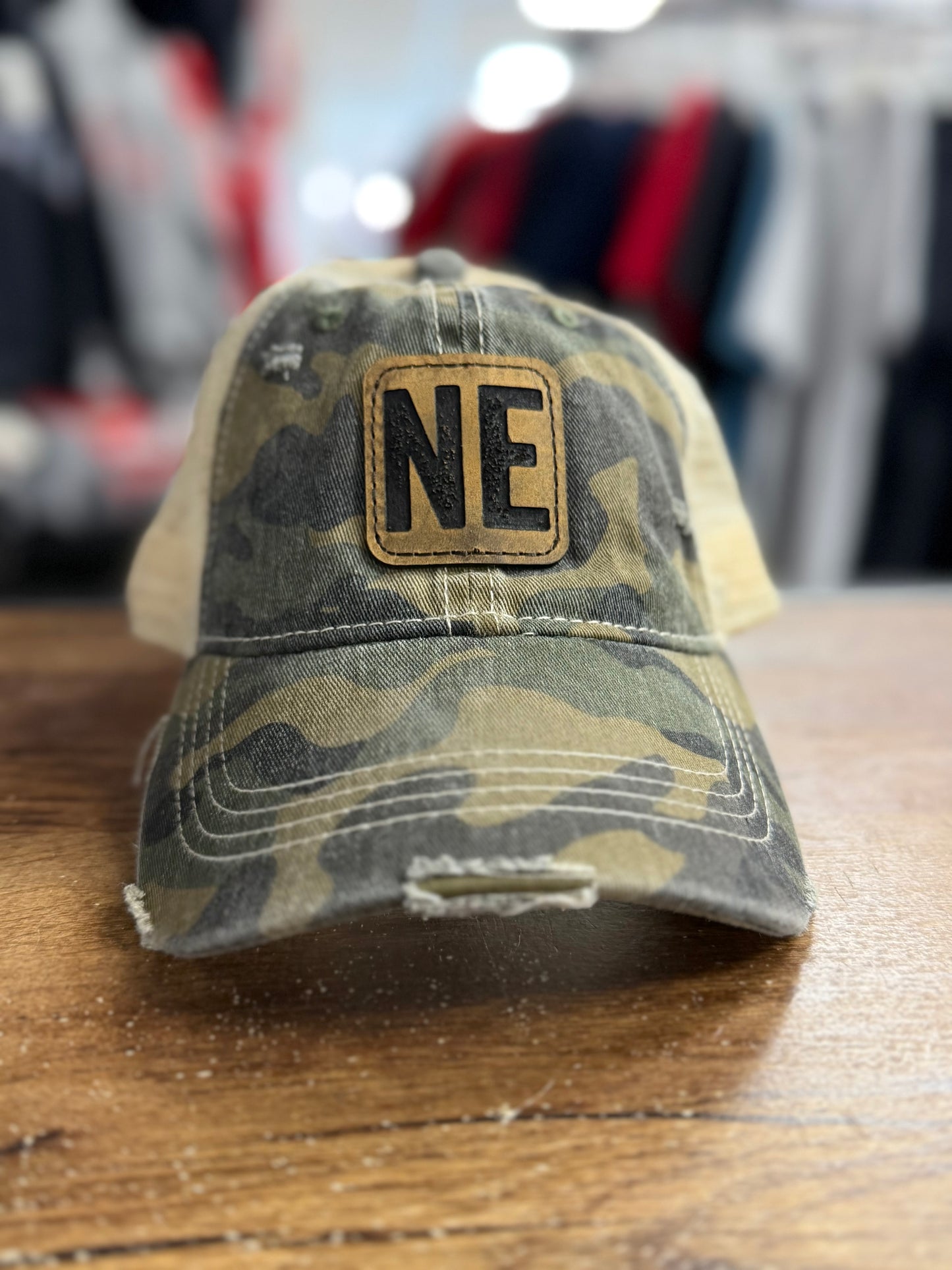 NE Leather Patch Camo CC Ponytail Hat