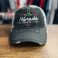 Distressed Black and Grey NE Triangle Design Hat