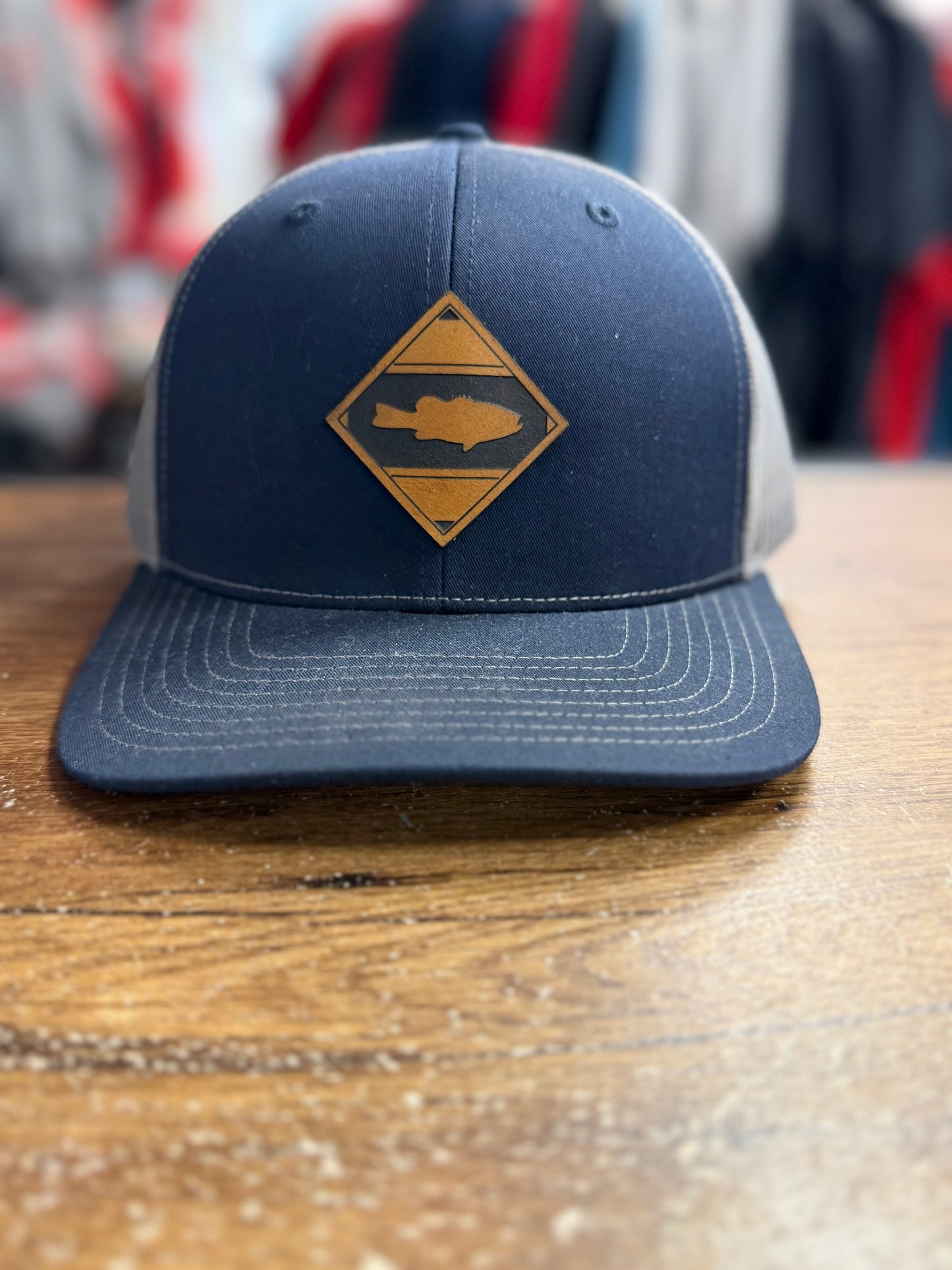 Diamond Bass Leather Patch Flat Bill Trucker Hat