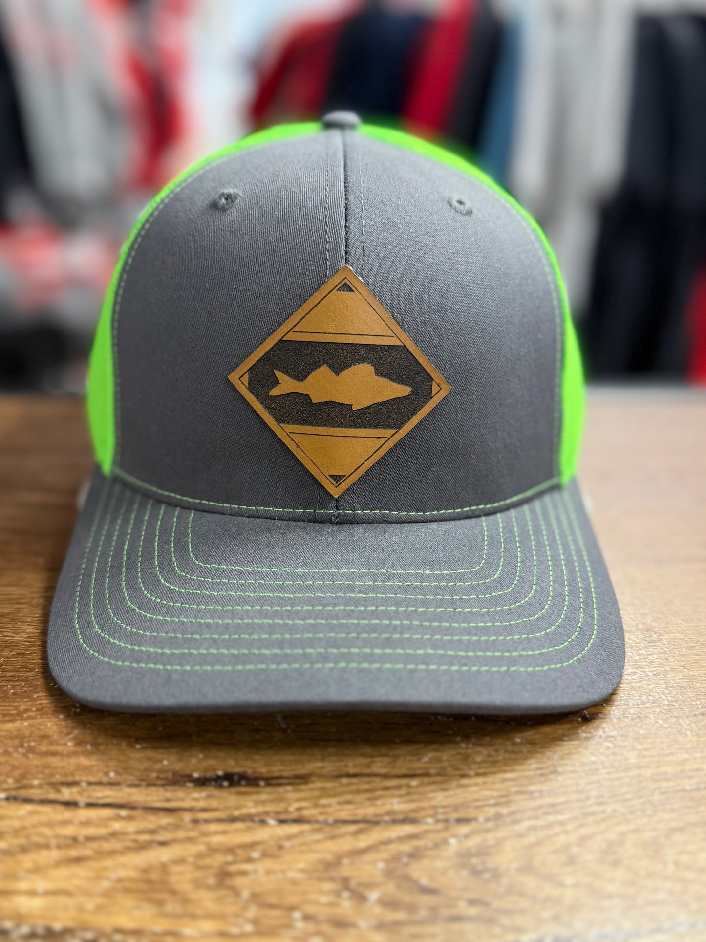 Diamond Walleye Leather Patch Low Profile Trucker Hat