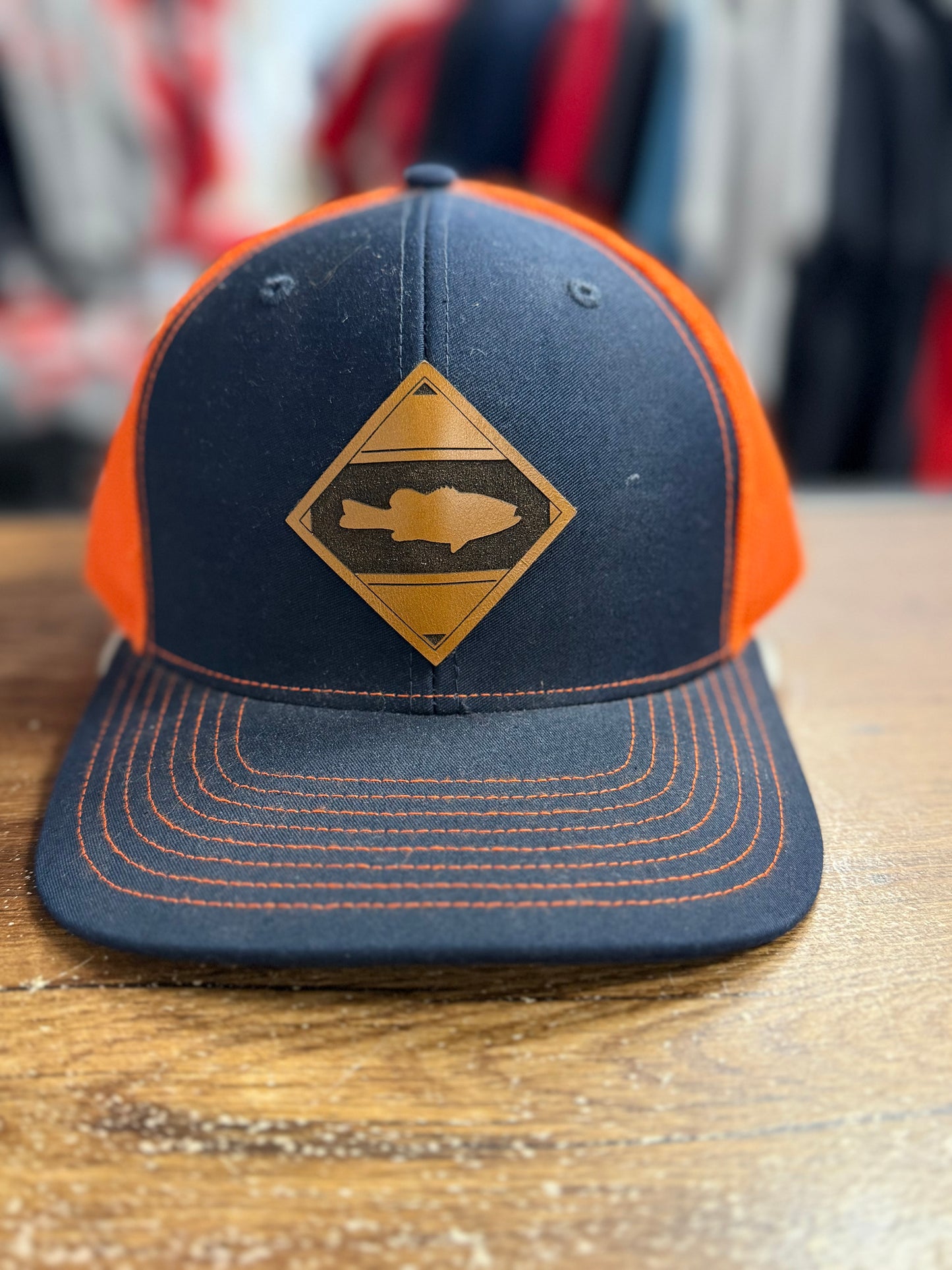 Diamond Bass Leather Patch Flat Bill Trucker Hat