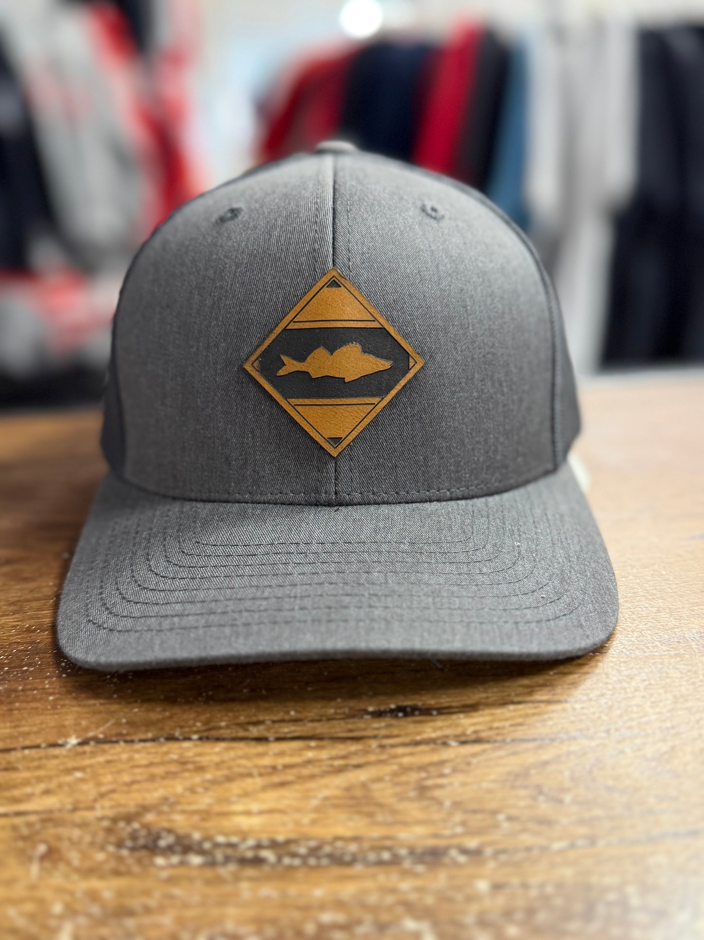 Diamond Walleye Leather Patch Low Profile Trucker Hat