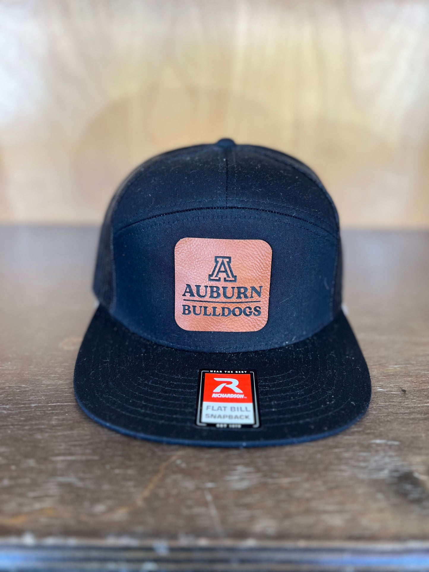 Auburn Bulldogs Leather Patch 7 Panel Trucker Hat