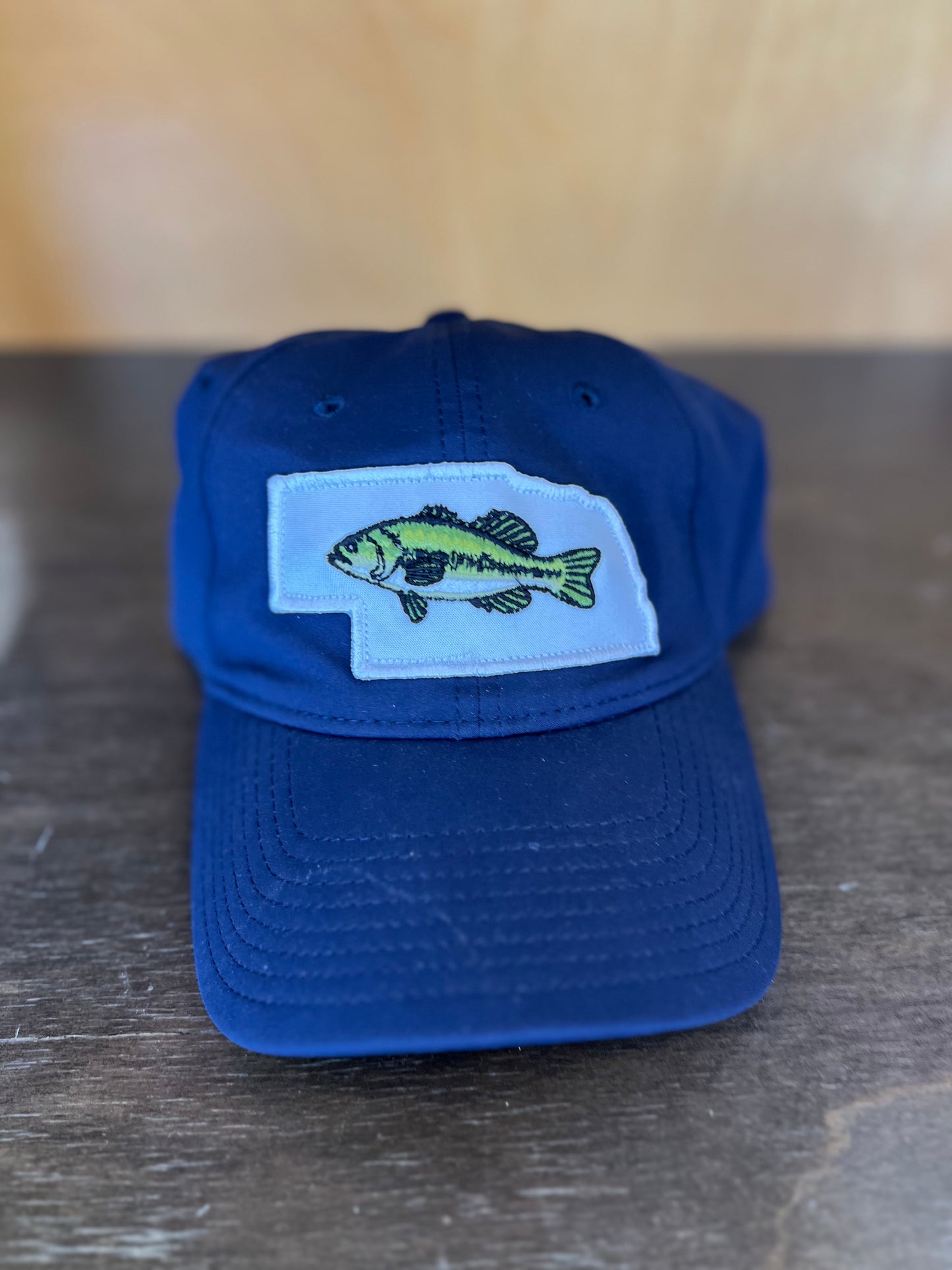 NE Large Mouth Bass Patch The Game Hat Navy