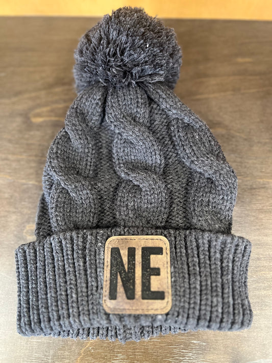NE Leather Patch Chunky Beanie