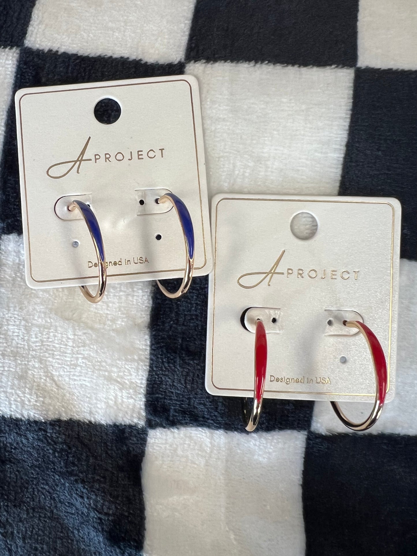 Thin Gold Hoop Earrings With Game Day Colors