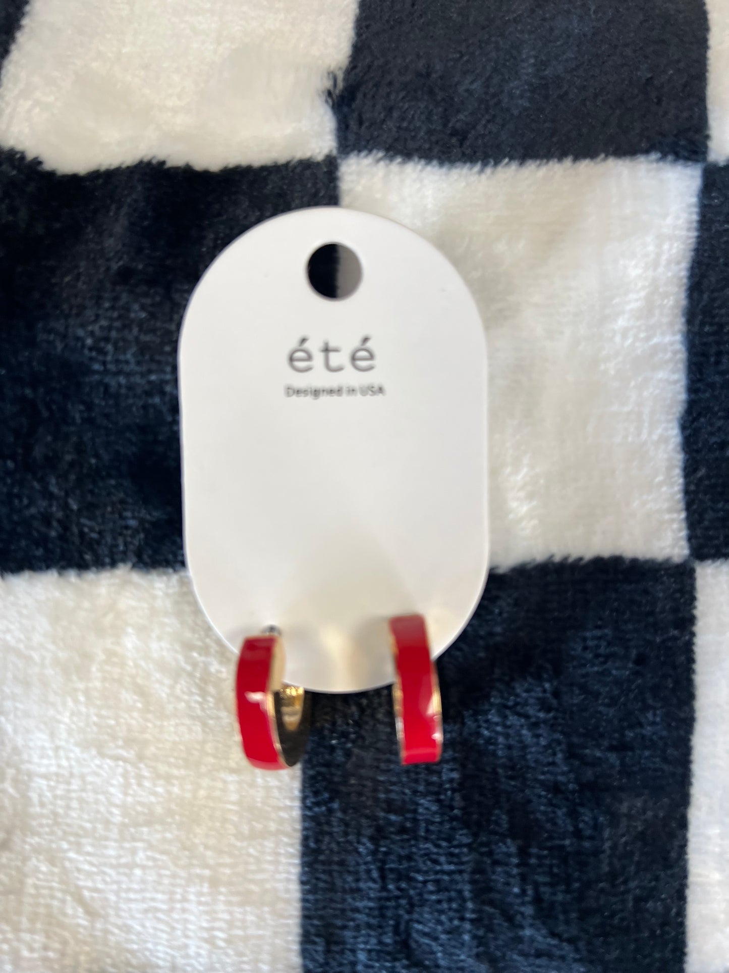 Small Red Game Day Hoop Earrings