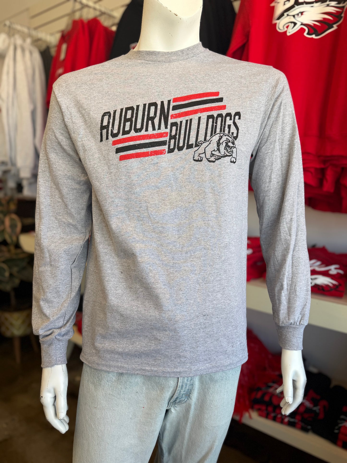 Bulldog Vintage Line Design - Gildan LS Tee