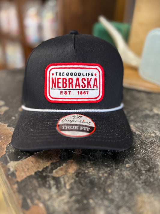 Black/White Rope Hat With NE Patch