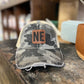 Camouflage High Pony Ball Cap With NE Leather Patch
