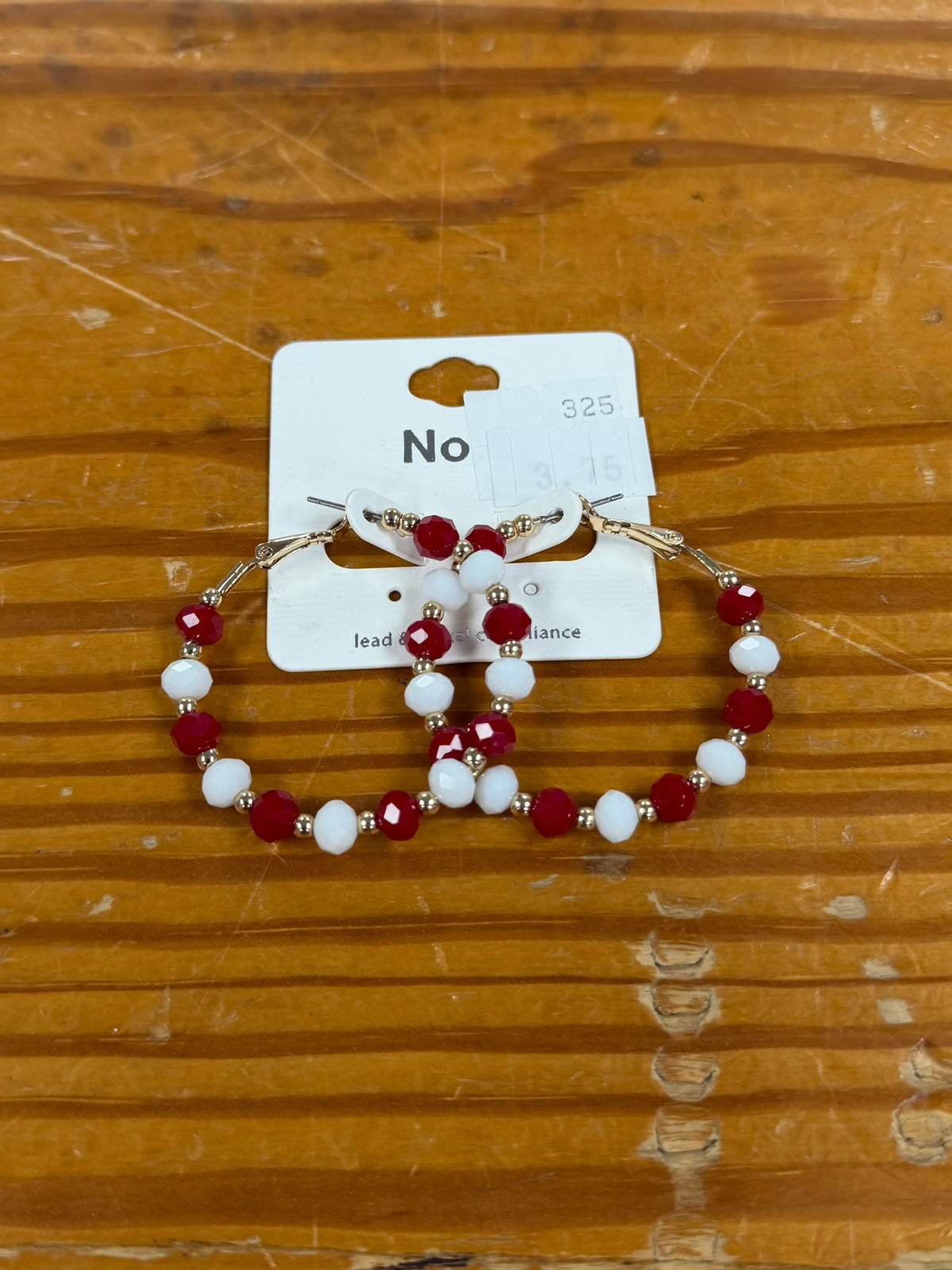 Red and White Hoop Earrings