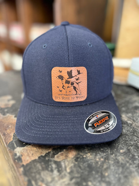 It's Rude To Point Leather Patch Flexfit Hat - S/M