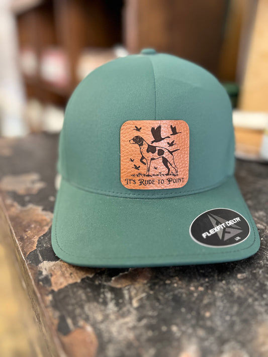 It's Rude To Point Leather Patch Flexfit Hat