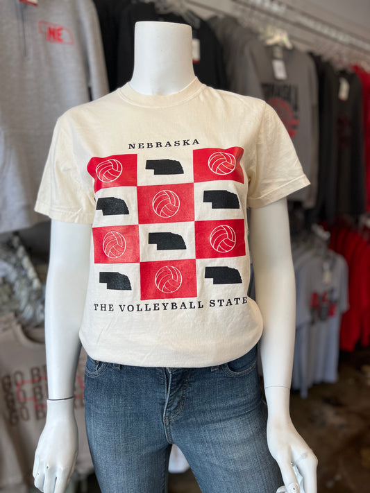 Checkered NE The Volleyball State CC Tee