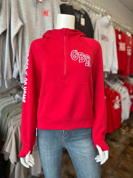 Go Red Or Go Home Crop Hoodie With Thumb Holes