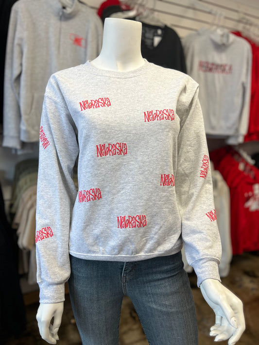 All Over NE Design Gildan Crewneck
