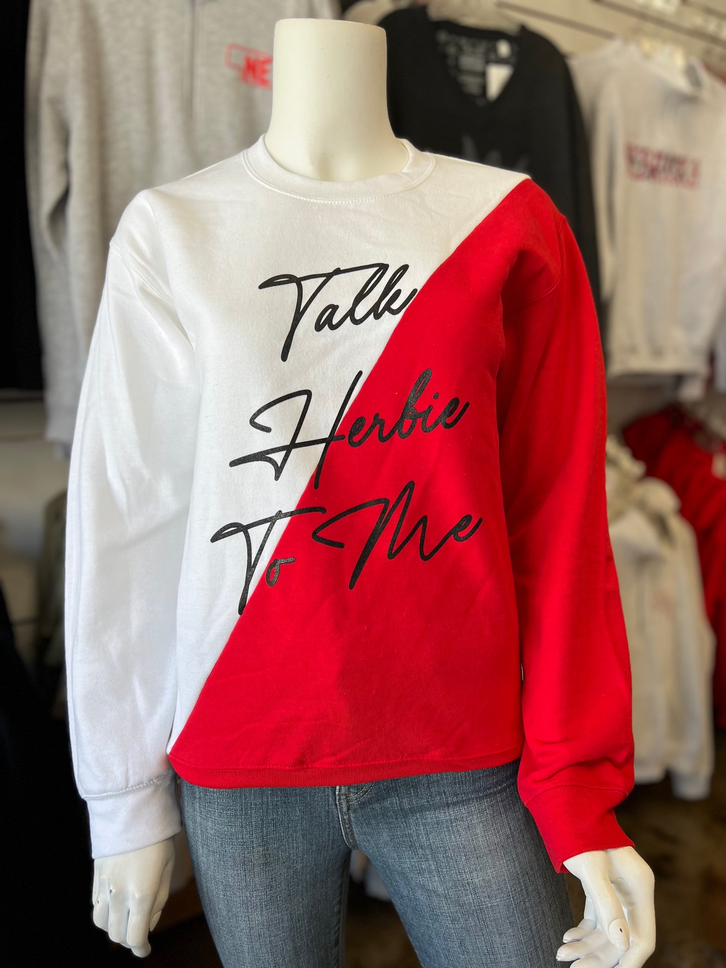 Talk Herbie To Me Diagonal Slant Crewneck