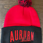 Bulldog Pennant Red and Black Beanie With Pom