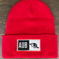 Auburn Block Patch Red Beanie