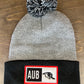 Auburn Block Patch Beanie With Pom