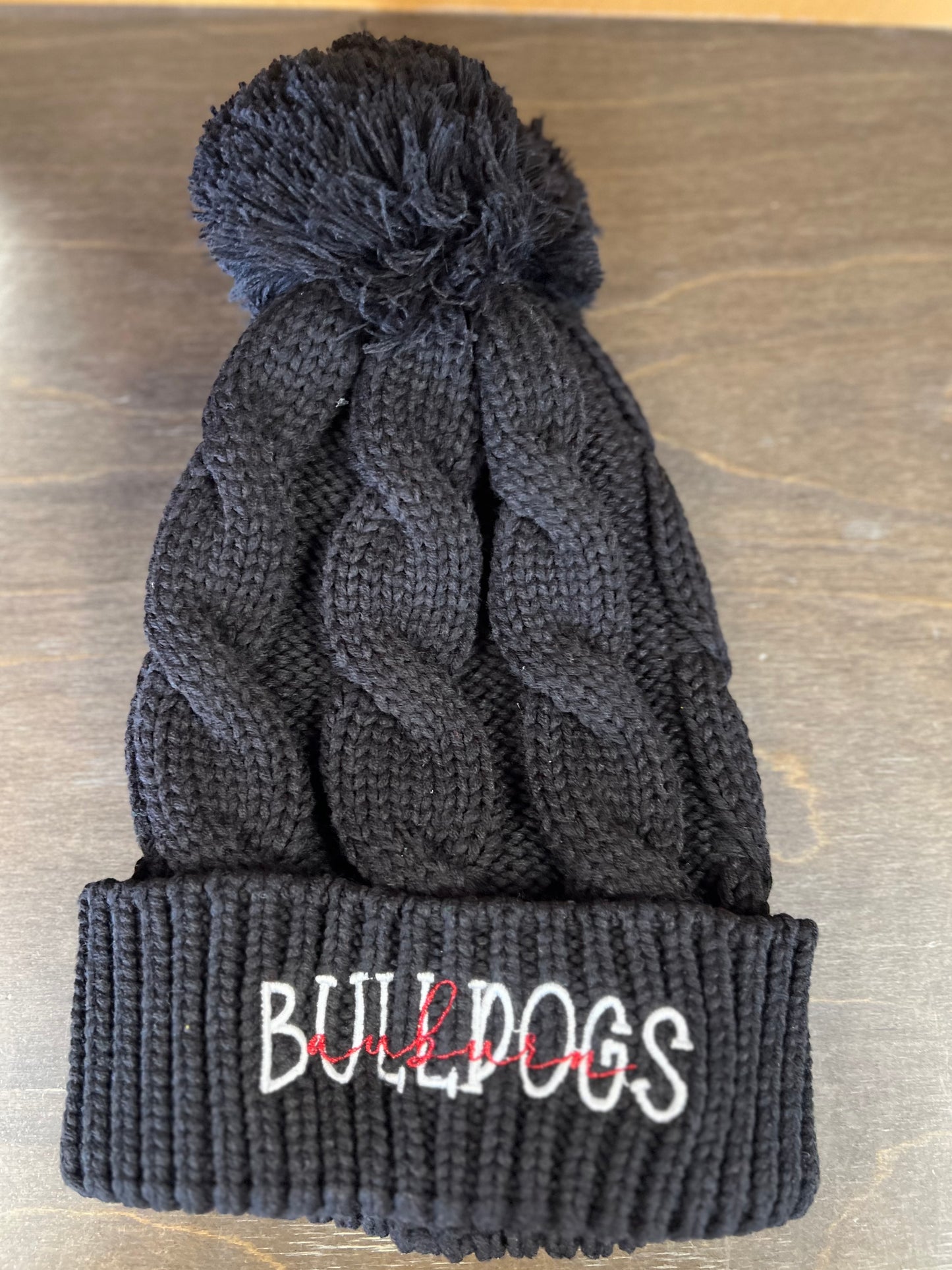 Auburn Bulldogs Overlay Beanie With Pom