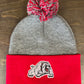 Bulldog Grey and Red Beanie With Pom