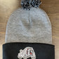 Retro Bulldog Grey and Black Beanie With Pom