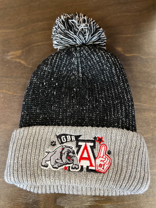 Bulldog Collage Beanie With Pom