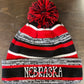 Nebraska Overlay Striped Beanie With Pom