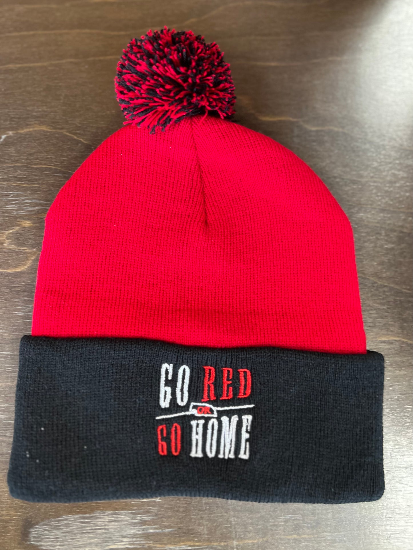 Go Red Or Go Home Beanie With Pom