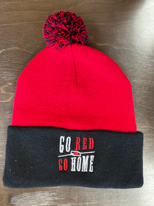 Go Red Or Go Home Beanie With Pom