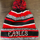 JB Black/Gray/Red Stripe Beanie with Pom