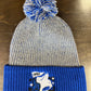 PSC Grey/Royal Collage Beanie With Pom
