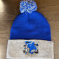 PSC Royal/Grey Collage Beanie With Pom